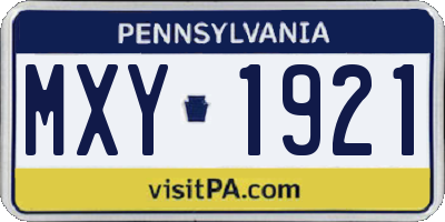 PA license plate MXY1921