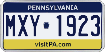 PA license plate MXY1923