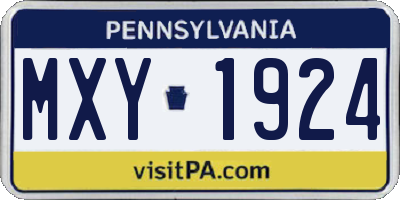 PA license plate MXY1924