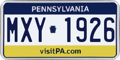 PA license plate MXY1926