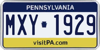 PA license plate MXY1929
