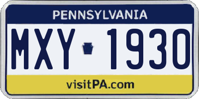PA license plate MXY1930
