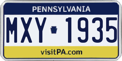 PA license plate MXY1935