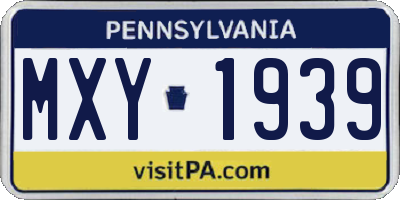 PA license plate MXY1939
