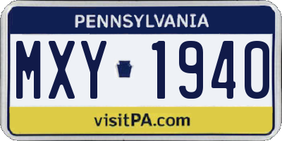 PA license plate MXY1940