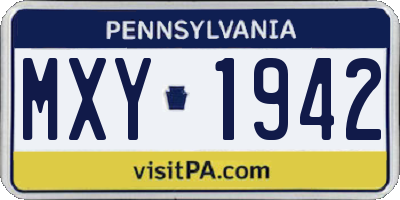 PA license plate MXY1942
