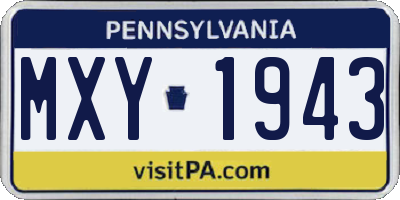 PA license plate MXY1943