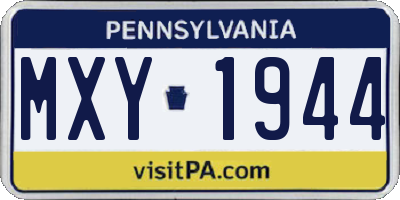 PA license plate MXY1944