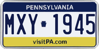 PA license plate MXY1945