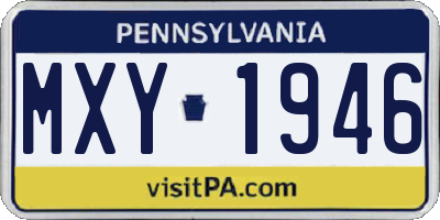 PA license plate MXY1946