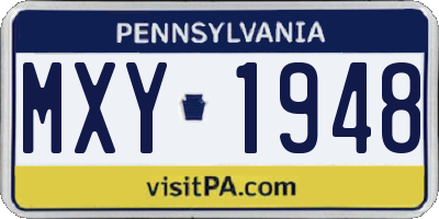 PA license plate MXY1948