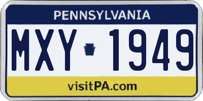 PA license plate MXY1949