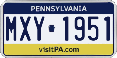 PA license plate MXY1951