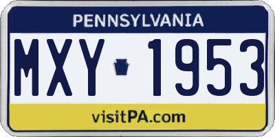 PA license plate MXY1953