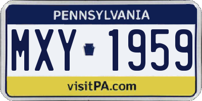PA license plate MXY1959