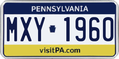 PA license plate MXY1960