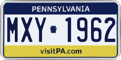 PA license plate MXY1962