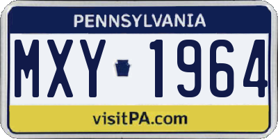 PA license plate MXY1964