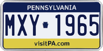 PA license plate MXY1965