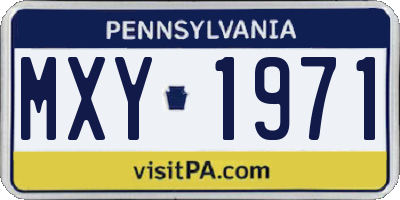 PA license plate MXY1971