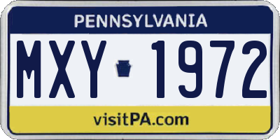 PA license plate MXY1972