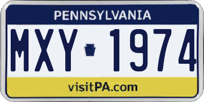 PA license plate MXY1974