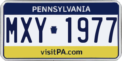 PA license plate MXY1977
