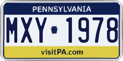 PA license plate MXY1978