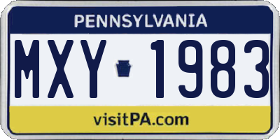 PA license plate MXY1983