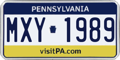 PA license plate MXY1989