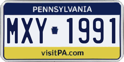 PA license plate MXY1991