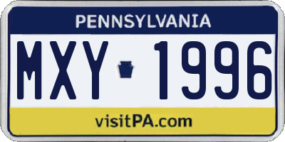 PA license plate MXY1996