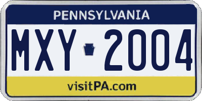 PA license plate MXY2004
