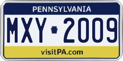 PA license plate MXY2009