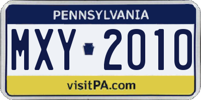 PA license plate MXY2010