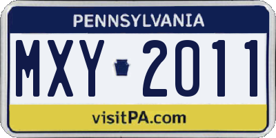 PA license plate MXY2011