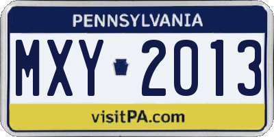 PA license plate MXY2013