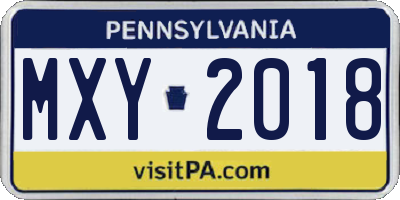 PA license plate MXY2018