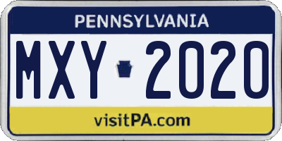 PA license plate MXY2020
