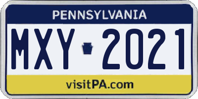 PA license plate MXY2021