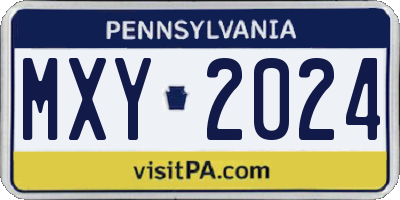 PA license plate MXY2024