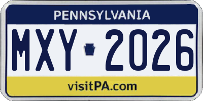 PA license plate MXY2026