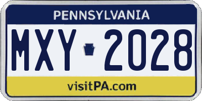 PA license plate MXY2028