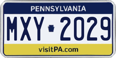 PA license plate MXY2029