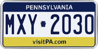 PA license plate MXY2030