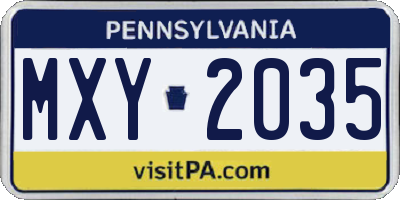 PA license plate MXY2035