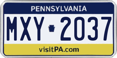 PA license plate MXY2037