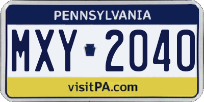 PA license plate MXY2040