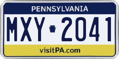 PA license plate MXY2041