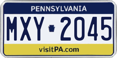 PA license plate MXY2045